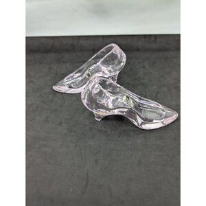 Pair Oneida Crystal Light Pink Glass Slippers  Figurines Hand Cut & Blown 5.25"